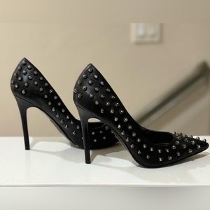 Genuine Leather Studded Rhinestone Stilettos Size 7.5